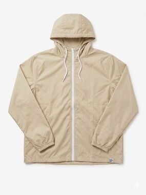 Lightweight Hooded Windbreaker Jacket in Beige- L